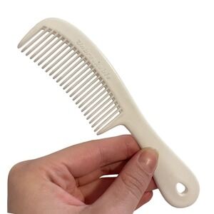 Vintage Unbreakable USA White Wide Tooth‎ Comb Plastic Pocket Purse Hair Style